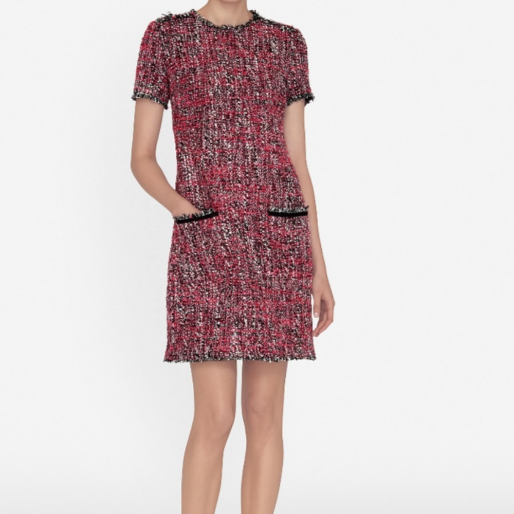 L.K. Bennett Edelle Tweed Dress Rosehip Pink 2